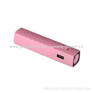 Lipstick-shaped Mobile Phone Charger, 2,200mAh Capacity, 18650*1, Lithium Battery, with LED Lamp